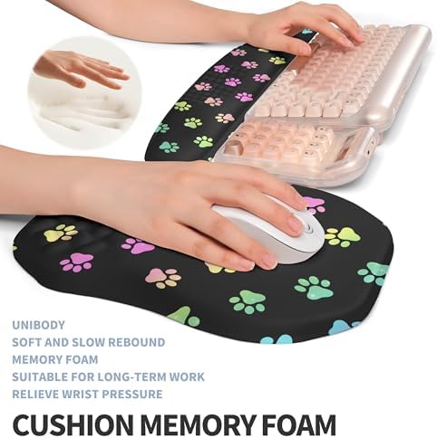 2-in-1 Ergonomic Set, Wave Keyboard Wrist Rest and Massage Slope Mouse Pad Wrist Support, Rebound Memory Foam for Relieve Carpal Tunnel Syndrome and Wrist Pain (Cute Cat Claws)