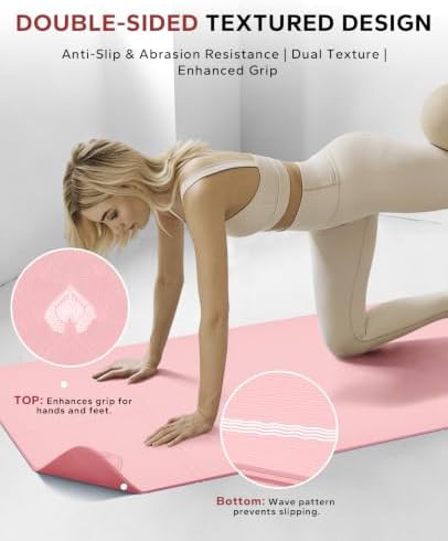 HAPBEAR Foldable Yoga Mat - 72"x24"x0.24" (6mm), Non-Slip TPE Exercise Mat for Home Workout, Yoga, Pilates,Stretching, & Travel, Durable & Eco-Friendly, Includes Carry Bag