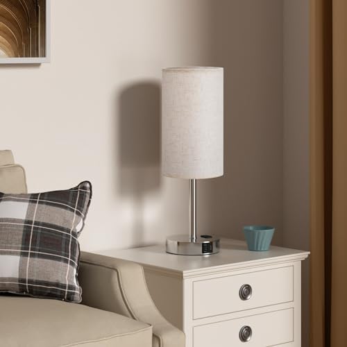 White Touch Table Lamp for Bedroom - Bedside Desk Lamp for Dorm Study