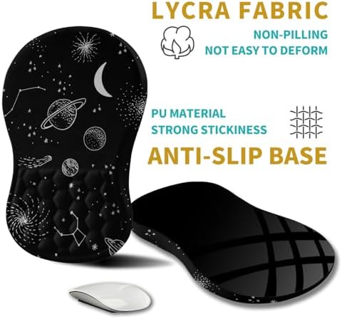 Hokafenle Ergonomic Mouse Pad Wrist Support, Wrist Rest Mousepad for Carpal Tunnel Pain Relief with Integrated Memory Foam Slope Massage Bulge (11.8x7.9 inch,Galaxy