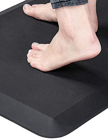 Anti Fatigue Standing Desk Pad - Comfort Floor Mat for Kitchens, Standing Desks and Garages, Relieves Foot, Knee, and Back Pain, Thicken Core Foam Phthalate Free (18x24x3/4-Inch, Black)