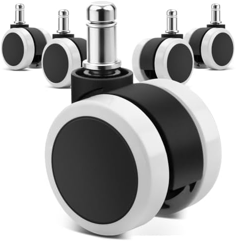 Mellewell 2" Office Chair Wheels, Caster Replacement, White, 5 PCS