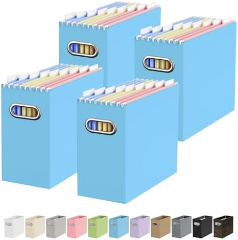 Oterri Portable Collapsible Cardboard File Box with Handle for Letter-Size