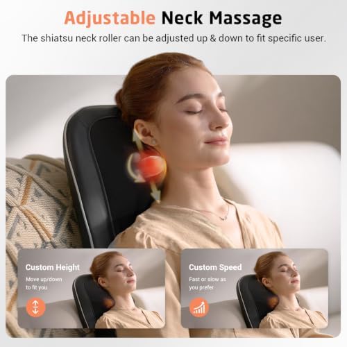 Mynt Shiatsu Neck & Back Massager for Chair, Deep Tissue Kneading Chair Pad