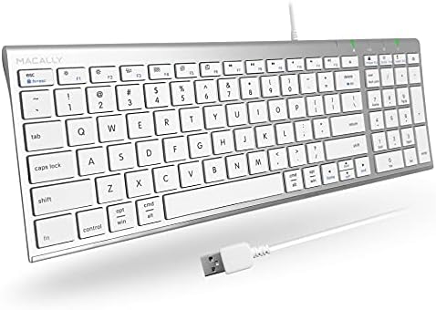 Macally Wired Keyboard for Mac, Compatible Apple Keyboard with Numeric Keypad - Slim, Space-Saving Design for MacBook Pro/Air Laptop, Mac mini, iMac Replacement