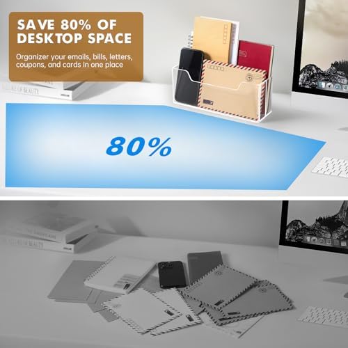 BEYGORM Acrylic Mail Organizer for #10 Envelopes, Wall-Mounted, 2-Slot