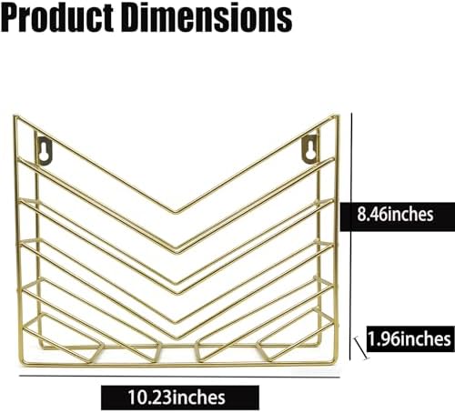 Wall Mounted Magzine Rack,Gold Wall Mount File Organizer