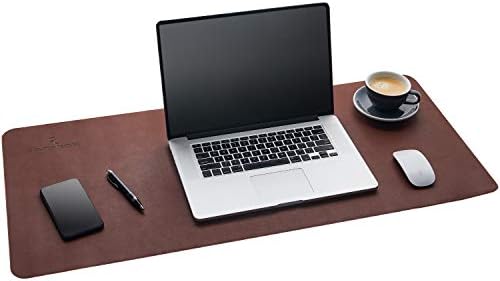 Gallaway Leather Desk Mat, Office Writing Desk Pad, Large 36" x 17" Dark Brown, for Top of Desks, Gift Ready Elegant Computer Desk Cover Protector PU Leather