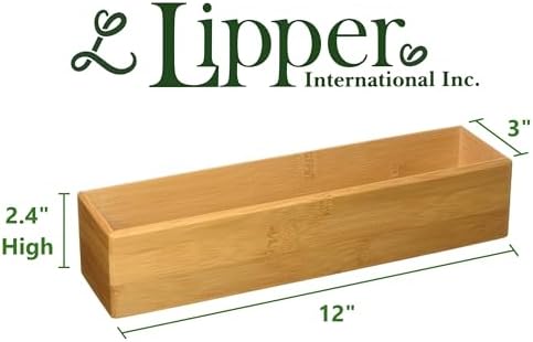 Lipper International 8382 Bamboo Wood Stacking Drawer Organizer Box, 12" x 3"