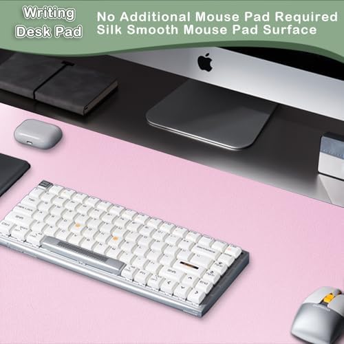 Boutilon Leather Desk Pad Protector,Non-Slip Mouse Pad,Laptop Desk Pad,Office Mouse Mat,Waterproof Leather Desk Blotter,Desk Writing Pad for Office and Home (S-Baby Pink,24"x 14")