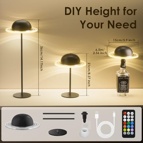 KIBTOY Cordless Table Lamps, Rechargeable Battery Operated Lamps, Touch & Remote Control, 3 CCT & RGB Colors Dimmable,Portable Small Lamp for Bedsides,Kids,Dining Room,Living Room 2Pack