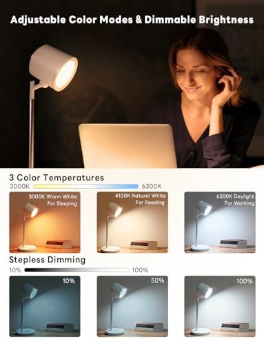Rechargeable LED Desk Lamp, Magnetic Wall Mount LED Light, Dimmable Cordless Reading Lamp with Adjustable Brightness & 3 Color Modes for Reading, Working, Bedroom, Hallway