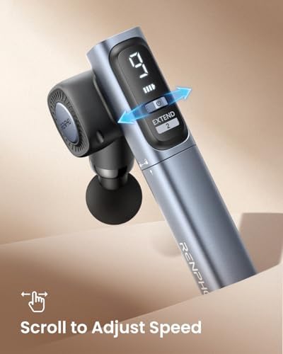 RENPHO Foldable 2-in-1 Massage Gun with Extendable Handle, 0-90° Angle