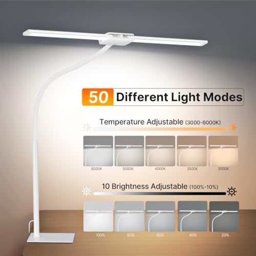 Syrinx LED Desk Lamp for Home Office, 18W 2000LM Dimmable Light, White