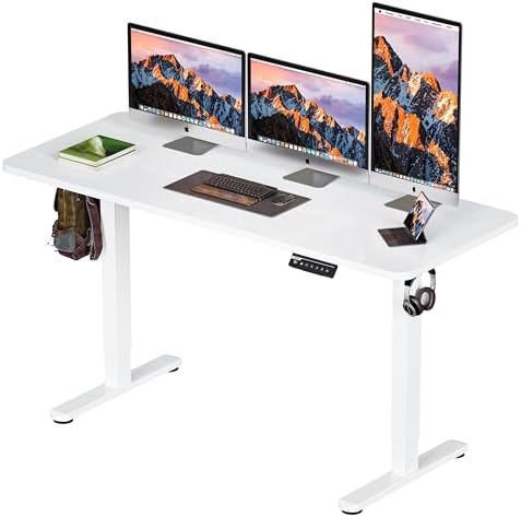 BIZUM Electric Standing Desk 60 x 24 Inch Computer Desk-Gaming Desk White Home Office Desks Height Adjustable Memory Stand Up Computer Workstation