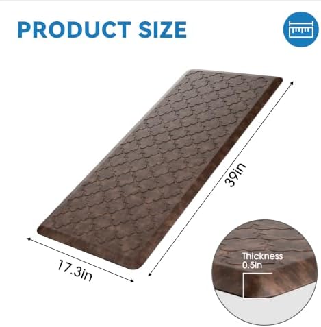 Kitchen Mats for Floor, Cushioned Anti Fatigue Mat, Non-Slip, Brown