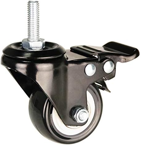 2 Inch Caster Wheels Metric Size M8×25mm Threaded Stem Casters Castors Wheels, 360 Degree Direction Double Brakes Industrial Wheel Furniture Caster for Carts and DIY Tools Pack of 4
