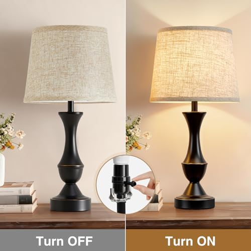 Luvkczc Table Lamp Set of 2, 19" Farmhouse Vintage Bedside Lamps