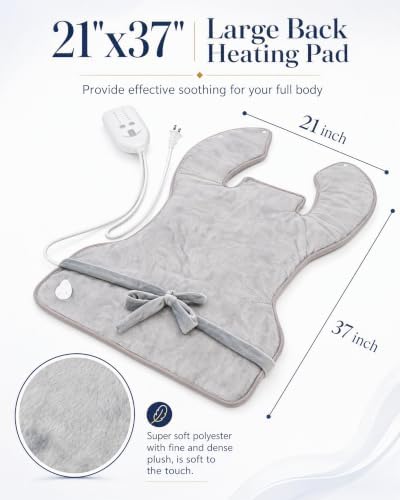Heating Pad for Back Neck and Shoulder, Light Grey, 21"×37"