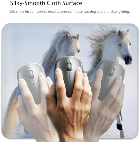 Graceful White Horses Running Through Snow Mouse Pad, Durable Desk Mat