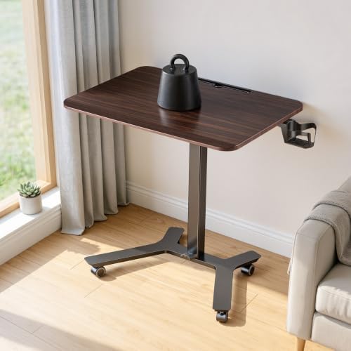 VEVOR Standing Desk, Adjustable Height Mobile Stand Up Desk w/Casters, 28.2 x 20.5 in Small Computer Sit Stand Rolling Workstation w/Hook, 33 lbs Capacity, Foot Pedal Pneumatic Lift for Home Office