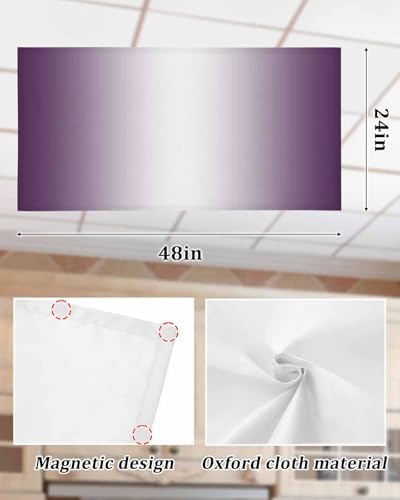 Dark Purple White Magnetic Fluorescent Light Covers for Ceiling Lights 2 x 4 Feet,Abstract Ombre Geometric Minimalist Office Classroom Kitchen Drop Ceiling Light Covers Lighting Filters Shade 4 Packs
