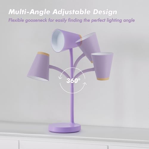 EJIAXIN Desk Lamps for Home Office - Small LED Desk Lamp Touch Dimmable Reading Light for College Dorm Room - Adjustable Flexible Gooseneck Table Lamp for Bedside Bedroom Nightstand Purple