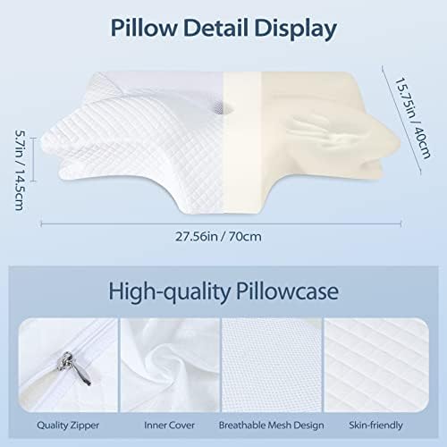HOMCA Cervical Pillow, Ergonomic Memory Foam Neck Pillow for Pain Relief