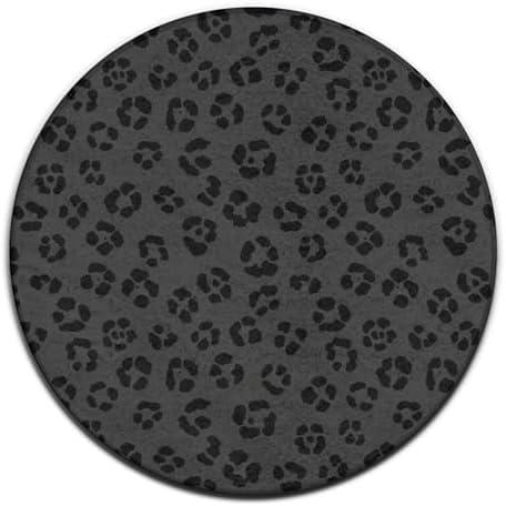 Large Round Area Rug Home Decor Modern Bathroom Rug Kitchen Office Circle Rug for Living Room Sofa Circle Cute Mat Dark Gray Black Leopard Cheetah Print