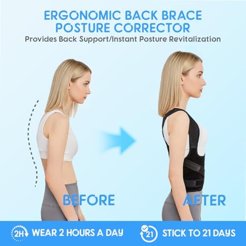 Posture Corrector for Women and Men, Adjustable Full Back Brace