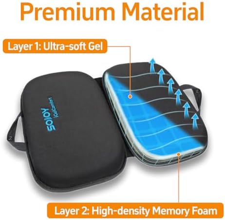 Sojoy iGelComfort 3 in 1 Foldable Gel Seat Cushion Featured with Memory Foam (A Must-Have Travel Cushion! Smart, Easy Travel Cushion) (Size: 18.5“ x 15" x 2")