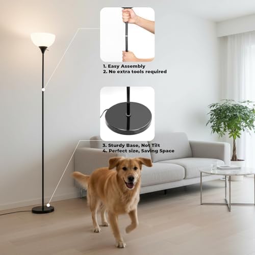LALISU Floor Lamp, Standing Lamps with White Plastic Shade, Led Floor Lamp