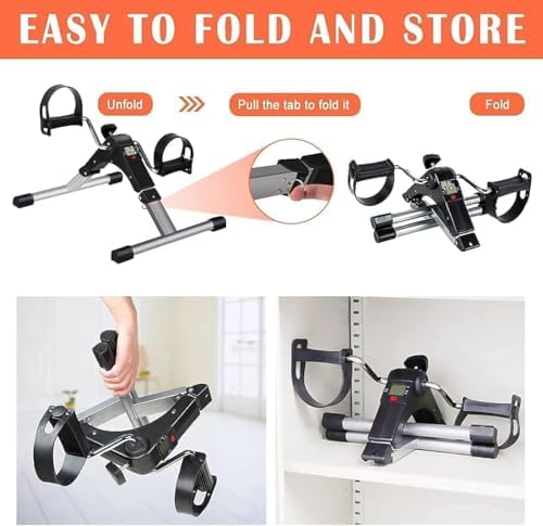 TABEKE Under Desk Bike Pedal Exerciser, Fully Assembled Folding Pedal Exerciser for Arm and Leg Workout, Portable Sitting Desk Cycle with LCD Screen Displays 26526