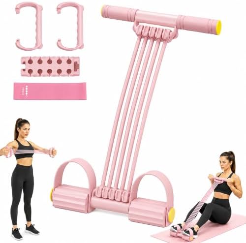 10-Tube Pedal Resistance Band, Modular Resistance Trainer with Handles