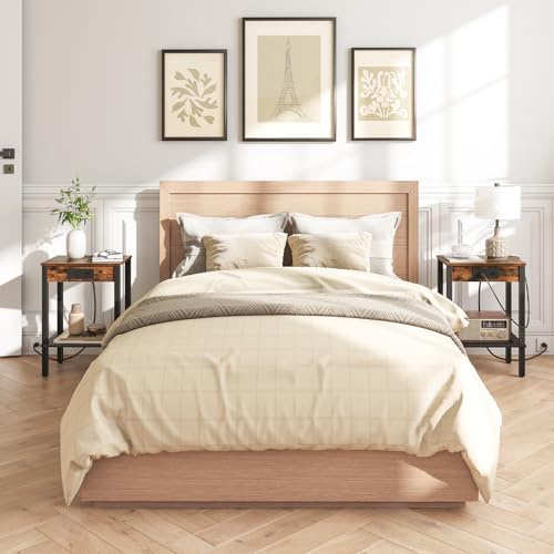 HOOBRO Side Tables Set of 2 with Charging Station, 2-Tier Small End Tables