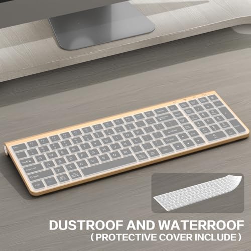 JOYACCESS Black Gold Wireless Keyboard with Low-Profile Keys - 2.4GHz Full-Sized,Windows & Mac OS, Quiet,Ergonomic Keyboard for Computer, Laptop, PC, Mac,Windows- Gold