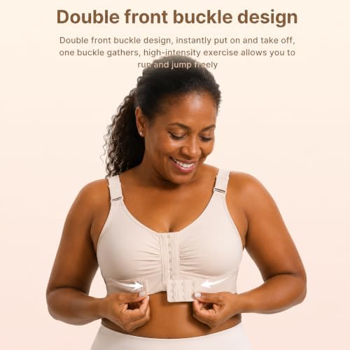 Posture Corrector Bra for Women, Back Support Front Closure Wireless Bra