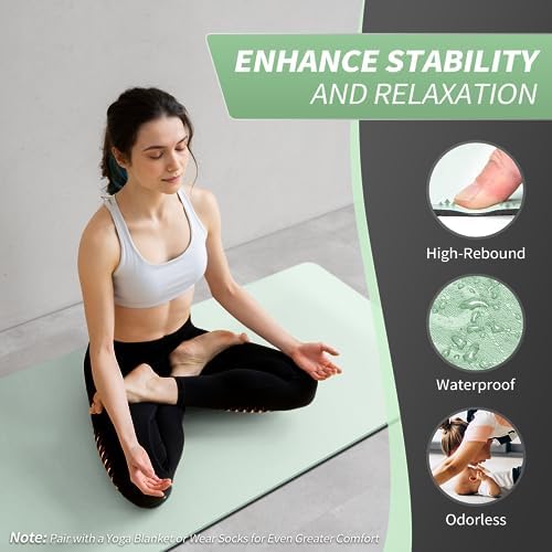 CAMBIVO Yoga Mat for Women Men Kids, 1/3 & 1/4 & 2/5 Inch Extra Thick Yoga Mat Non Slip, 72" x 24" TPE Yoga Mats, Workout Mat with Carrying Strap for Yoga, Pilates and Floor Exercises