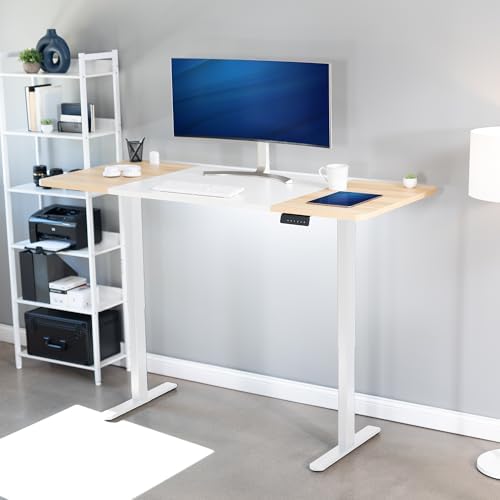 VIVO White/Light Wood 71 x 30 in Standing Desk, DESK-KIT-E2W7WC