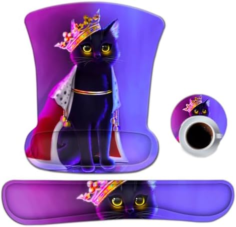ToLuLu Keyboard Mouse Pad Wrist Rest Set, Gel Ergonomic Mouse Pads Wrist Support for Computer Laptop Home Office, Mousepad Keyboard Wrist Support Memory Foam for Easy Typing Pain Relief, Cat Princess