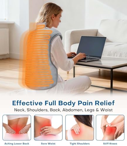 Heating Pad for Back Pain Relief, 22”x 37” Large Electric Heat Pad for Neck, Shoulders & Back, 6 Heat Settings & 4 Auto Shut-Off Timers, ETL Certified, Gifts for Women Men Mom Dad (Gray)