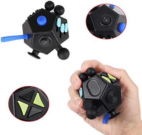 Fidget Dodecagon,12 Sided Fidget Toys Cube for Kids and Adults(A5 Black)