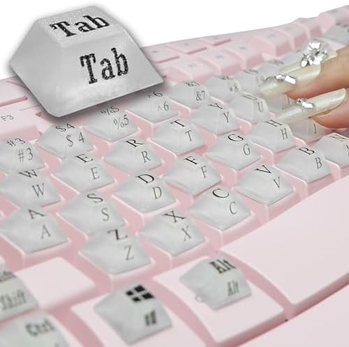80 Pcs Long Nails Raised Keyboard Stickers for Typing & Gaming Gap Expander