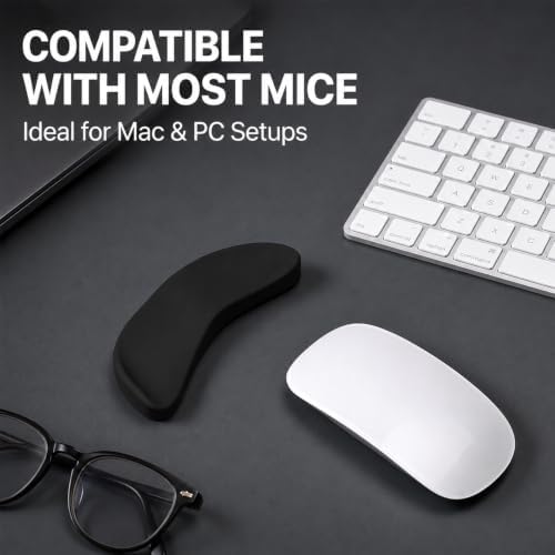 2 Pack Ergonomic Mouse Wrist Rest, Desk Silicone Sliding Wrist Pad, for Office, Gaming, Computer, Laptop, Carpal Tunnel Support, Wrist Pain Relief, Easy Typing (Black)