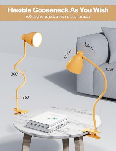 BOHON Clip on Light, Desk Lamp with Clamp, 5 Color 10 Brightness Yellow