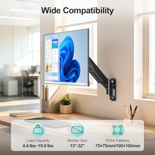 MOUNT PRO Monitor Wall Mount, 14.7" Short Monitor Arm for Max 32" Screen