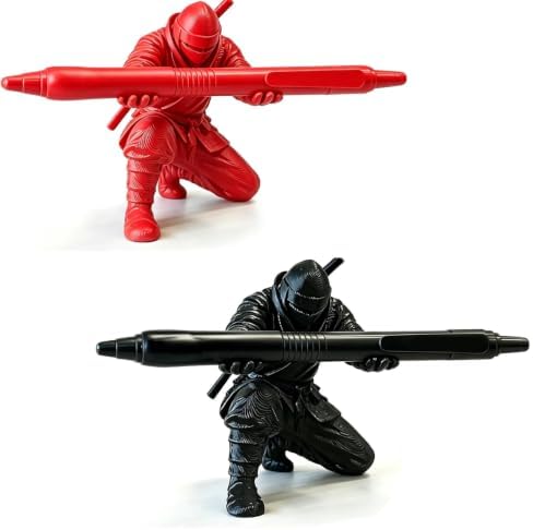 2PCS Ninja Pen Holder for Desk, 3D Printed Ninja Warrior Samurai Pen Holder for Men with Sword and Weapon Accessories, Creative Desk Accessories for Office Home Classroom
