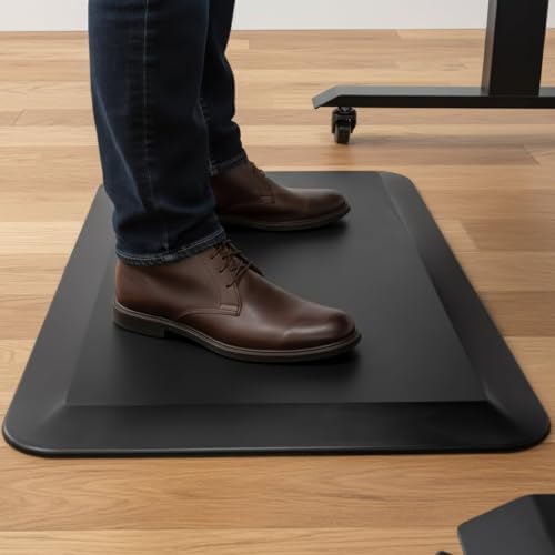 Desky Anti-Fatigue Rectangle Standing Mat Cushioned Ergonomic 85 x 75 cm Floor Mat for Sit Stand Desks, Non-Slip Beveled Edge Design, Reduces Fatigue & Pressure Office Home Workspace Comfort Mat