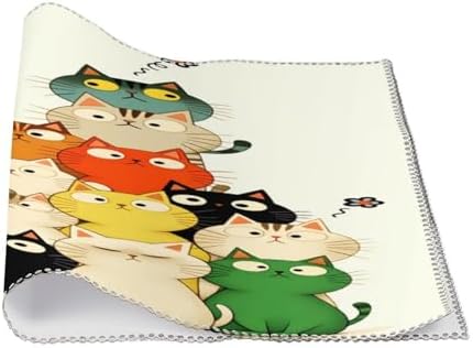 Colorful Cats Stack Washable Placemats Set of 4, Durable Heat Resistant Table Mats 17.7 X 11.8 Inch for Dining Table Kitchen Decor Indoor Use
