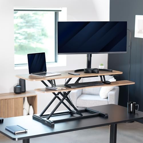 VIVO Reclaimed Wood 48 in Standing Desk Converter, DESK-V048KP